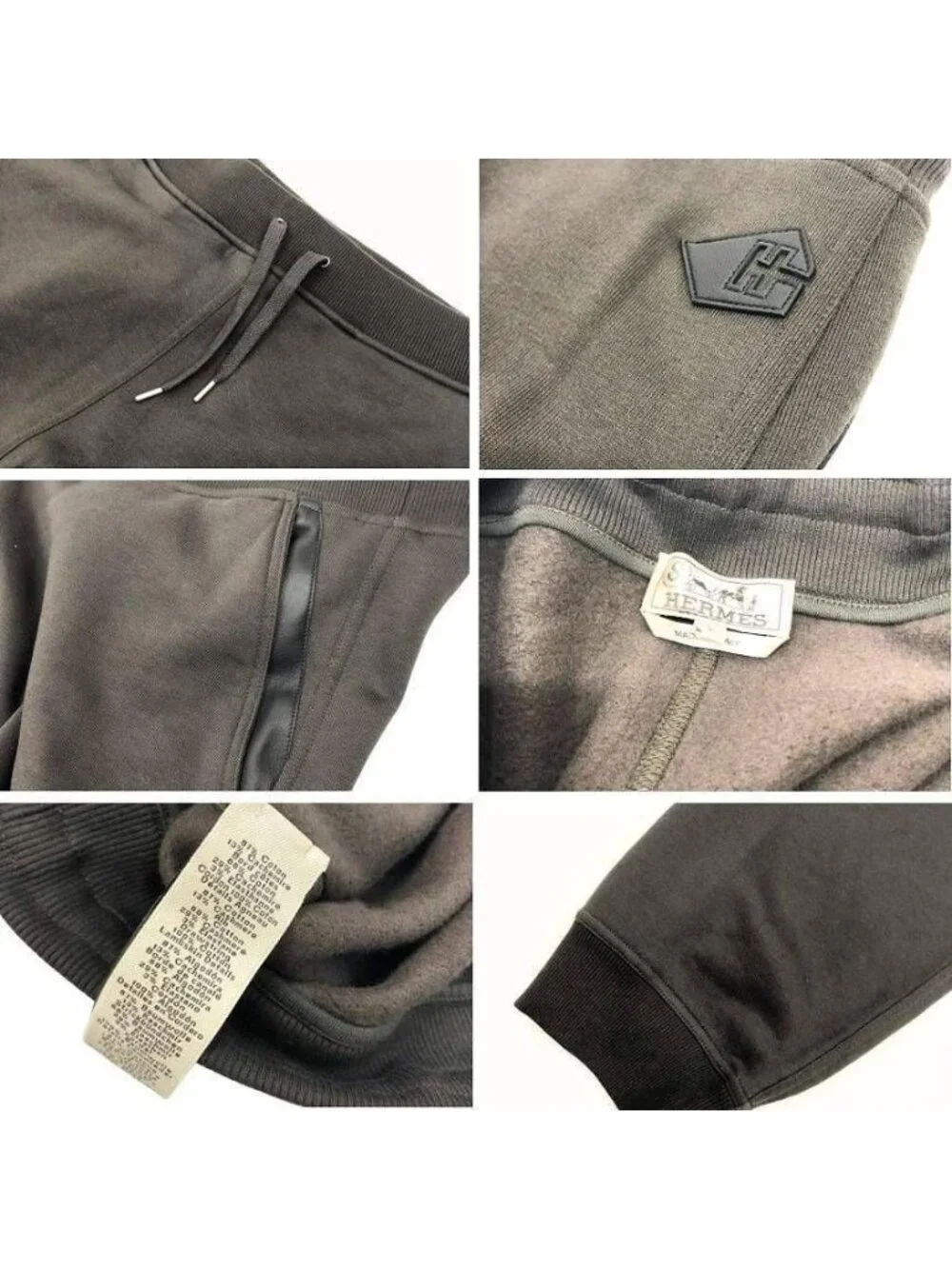 Hermes Sweatpants Jogger Khaki Brown Brushed Lining Vintage New L